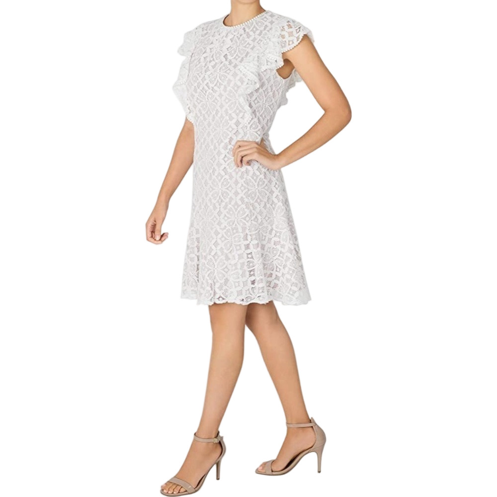 Julia Jordan New Size 12 Lace Floral Ruffle‎ Boho Knee Dress Coquette Cocktail - Picture 7 of 13